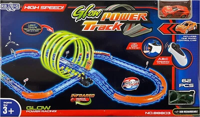 RB&G High Speed Rennbahn Autorennbahn mit Leuchtspur Looping Inkl. Fahrzeug