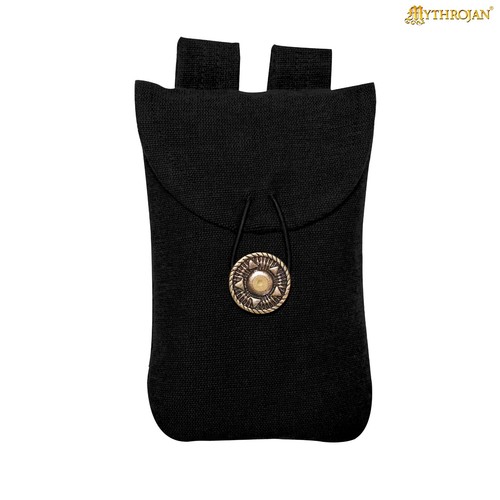 Medieval Belt Pouch Renaissance Cosplay Accessories Canvas Jewelry Pouch - Black