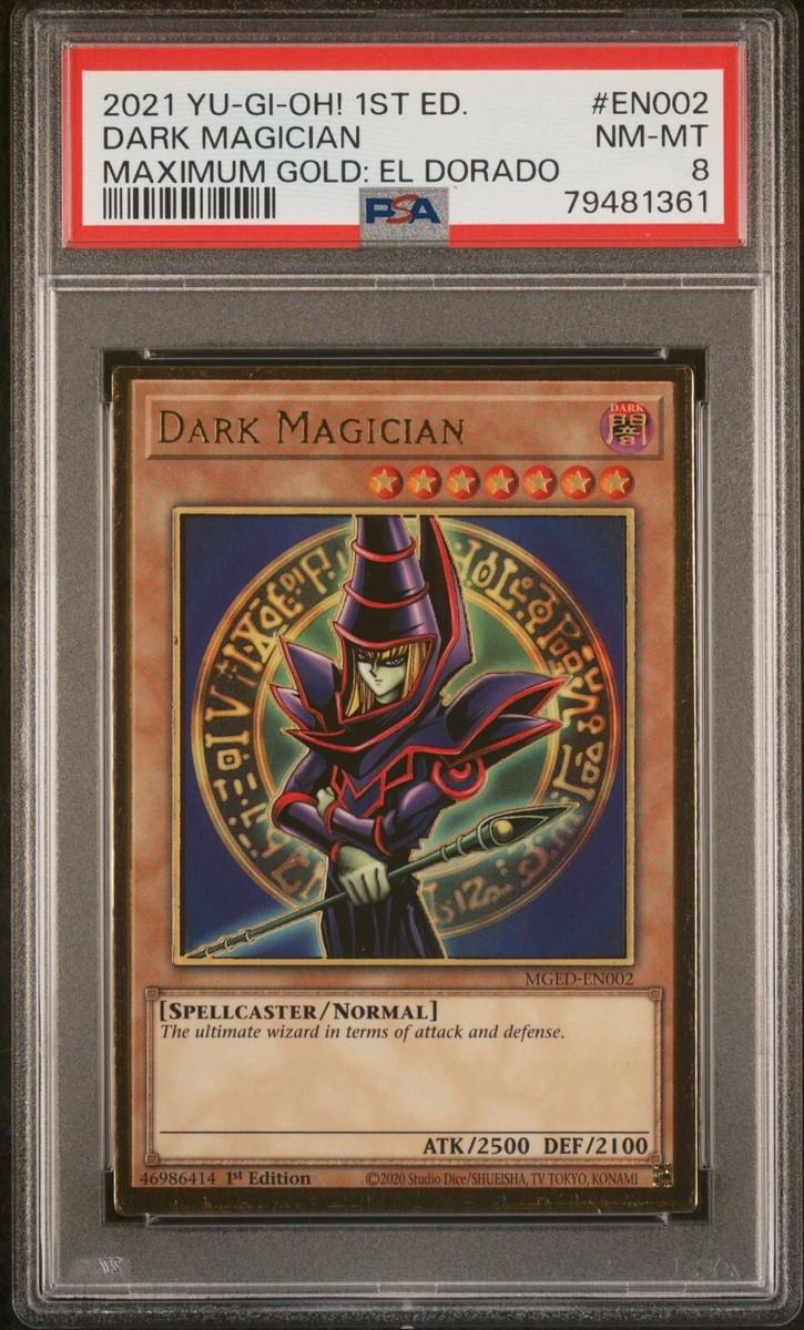 el dorado yugioh card list price YuGiOh Dark Magician (MGED-EN002) Maximum Gold El Dorado PSA 8