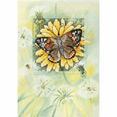 Orchidea Z�hlte Kreuzstich-Kit: Gr��e Karte: Schmetterling Und Sonnenblume