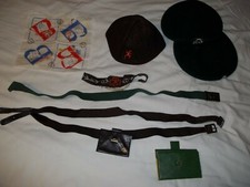 Vtg Lot Girl Scouts  Brownie Berets Handkerchief Belts Coin Purses Felt Bandana