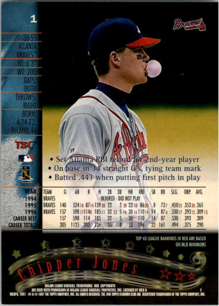 1997 Stadium Club #1 Chipper Jones - NM-MT | eBay