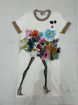 Authentic Lanvin Floral 3D Designs Colourful/white Tunic, Short Dress S