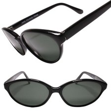 True Vintage Womens Softly Pointed Edge Cat Eye Shape Black Sunglasses