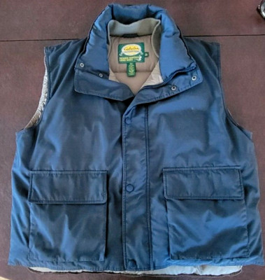 Vintage Cabela s Navy Blue Puffer Vest Premier Northern Goose Down Lined Size XL