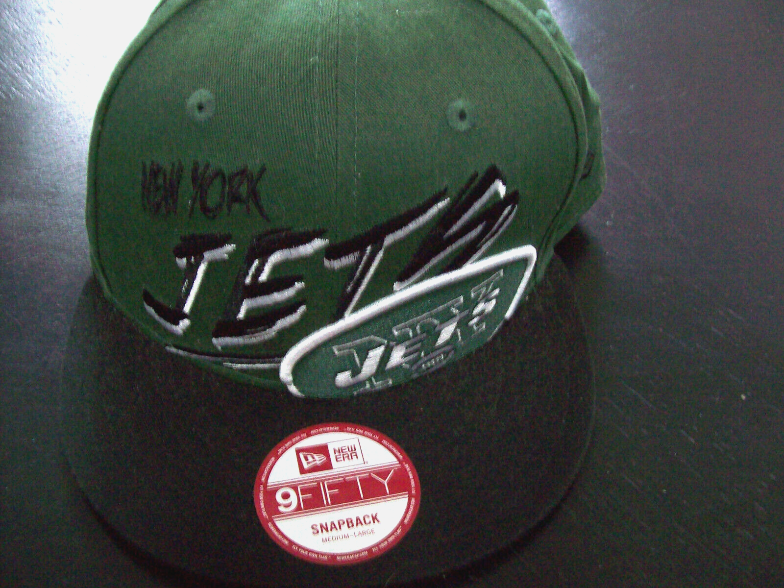 New Era Word Scibbs Embroidered 9 FIFTY NFL New York JETS Snap-Back Hat Cap M/L