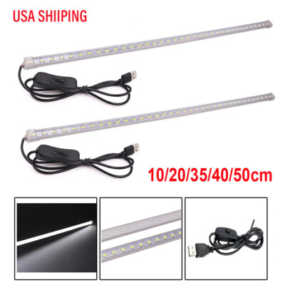 2X Portable USB LED Hard Strip Bar Light Tube Under Cabinet Lamp W/On/Off Switch