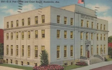 U.S. Post Office Court House Huntsville Alabama Posted Linen Vintage Postcard