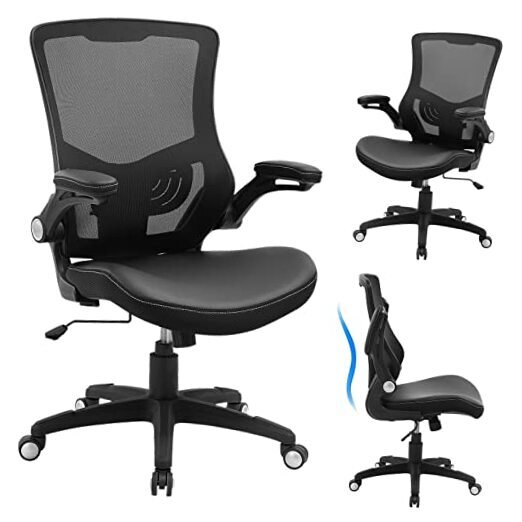 Ergonomic PU Leather Office Chair with Lumbar Support for Home & Computer Desk-image