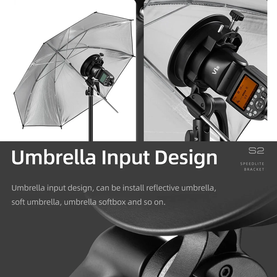 US 2*Godox S2 Flash Holder Bracket S-type Bowens Mount Lamp Fr Speedlite Softbox - Image 4 of 4