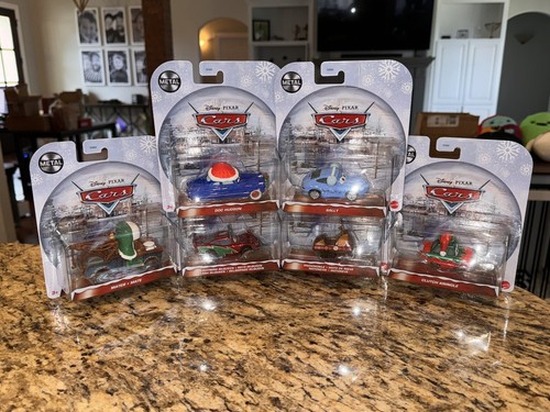 Disney Pixar Cars Christmas Kringle Snowmobile McQueen Doc Mater Sally Lot Of 6 - Picture 5 of 9