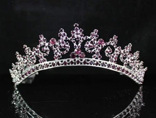 SEXY VIOLET AUSTRIAN RHINESTONE CRYSTAL CROWN TIARA COMBS BRIDAL WEDDING T301V