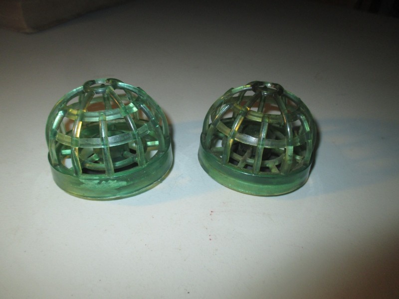 Lot of 2 Vintage Plastic Small Green Cage Flower Frog Frogs