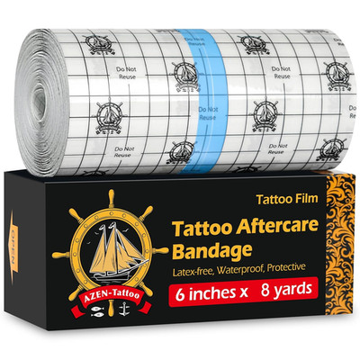 Tattoo Aftercare Bandage, 6''x 8 Yard, Waterproof Second Skin Cover up Tape, Heal