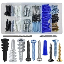 Self-Drilling Drywall Anchors Assortment Kit – 182 Pcs for Concrete, Drywall,s