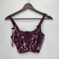 New Victoria s Secret Dream Angels Unlined Lace-Up Corset Bra Top Floral Medium