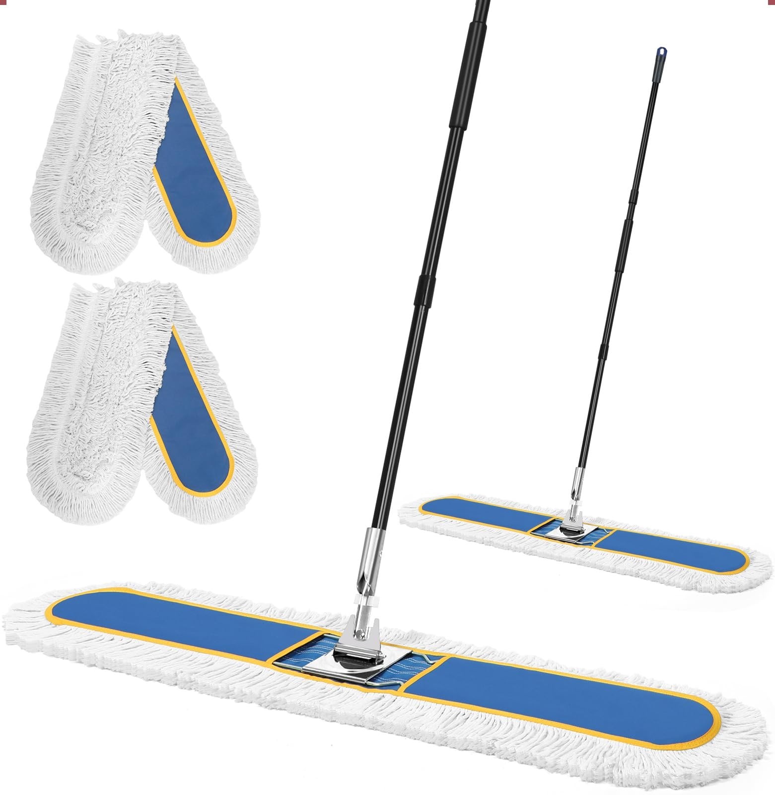 48" Commercial Industrial Dust Mop for Floor Cleaning, Large Floor Dust Broom...