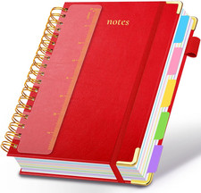 Hardcover Spiral Notebook 6.2"X 8.2" Journal Notebook with Tabs and Removable Di