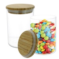 2 St. Vorratsglas Vorratsdosen Einmachglas Bambusdeckel 700Ml Borosilikat Glas