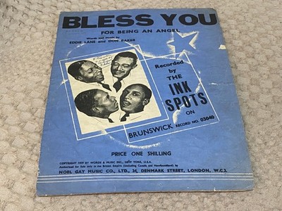 SMF43 SHEET MUSIC : BLESS YOU FOR BEING AN ANGEL : THE INK SPOTS
