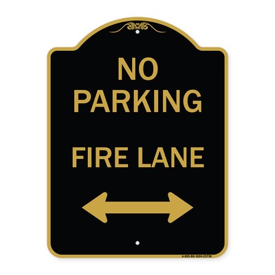 Designer Series - No Parking Fire Lane (With Bidirectional Arrow) Metal Sign