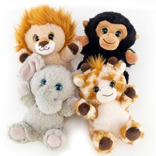 Set of 4 Stuffed Wild Safari Animal 6.5" Soft Toys Kids Plush Nursery Teddies