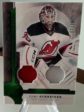 2016-17 UD Artifacts Cory Schneider Emerald Dual Relics /75 New Jersey Devils