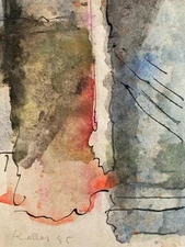 Beautiful Painting On Paper Stone Kallos Abstract Art 1985 Watercolour