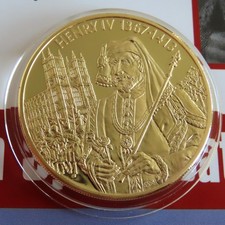 KING HENRY IV 2004 $2 24 CARAT GOLD PLATED PROOF ECCB PIEDFORT - coa