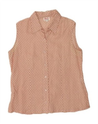 CHERIE Damen ärmelloses Shirt IT 46 Large rosa Blumen Leinen CY04