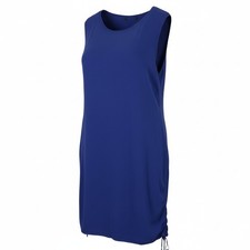 Marina Rinaldi Robe Femme XL Bleue Tricot Lacets Côtés Col Rondo Sans Manches