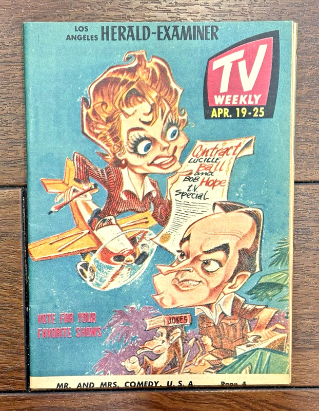 LOS ANGELES HERALD EXAMINER TV WEEKLY APRIL 19-25 1964 LUCILLE BALL BOB HOPE VTG