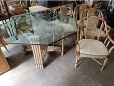 Vintage Shirley Brackett Drexel Heritage Bamboo Dining Table Set