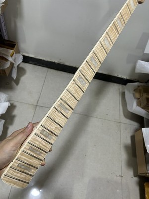 4String Flame maple J bass guitar neck part 20 fret 34 inches block inlay Gloss