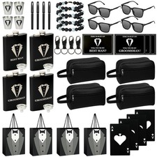 Set 4 Groomsmen Proposal Gifts - Groomsmen Gift Boxes with Leather Bag  Tuxedo...