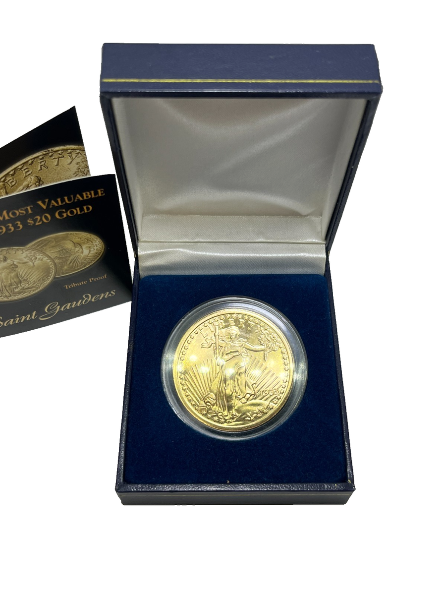 1933 $20 Gold Plated Saint Gaudens Replica Tribute Copy Coin with