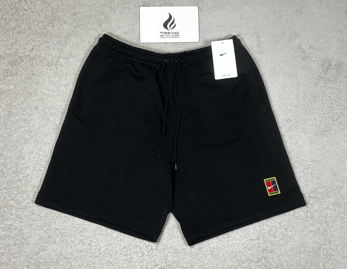 Nike Court Heritage Dri-FIT Fleece Tennis Shorts Black Men's Size