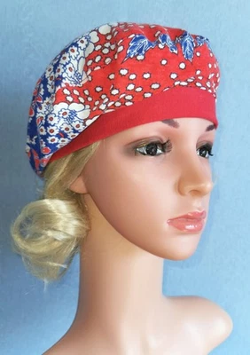 Damen Barett Sommer Chemo Mütze Jersey Baskenmütze Bunt Gr. 55,5-62 Neu - Bild 1 von 4