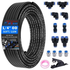 14 Air Line Tubing Kit 50ft Nylon Hose 15 Pcs Push-to-connect Fittings Set 14 Air Line Tubing Kit 50ft Nylon Hose 15 Pcs Push-to-connect Fittings Set