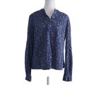 Country Road Sz M Blue Floral Cotton Long Sleeve Pullover Shirt With Buttons