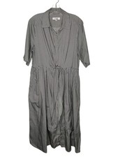 Adam Lippes Shirt Dress Striped Midi Black/White Size 14 **READ FLAW**