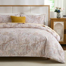 100 Cotton Duvet Cover King Size Elegant Botanical Bedding Set with Zipper Cl
