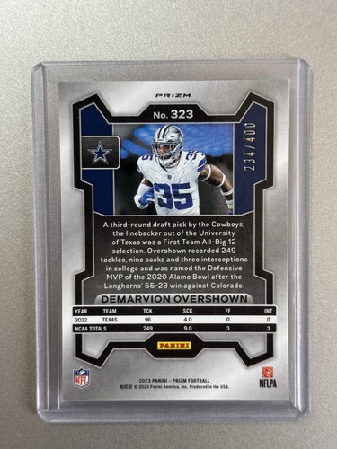 Demarvion Overshown Dallas Cowboys Panini Prizm NFL 2023 PANDORA ROOKIE SP /400 - Bild 6 von 7