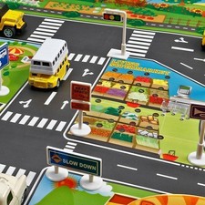 Kinderteppich Doppelseitig Straßenteppich Spielteppich Spielmatte Auto Straße.