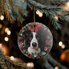 Border Collie Collectible Ceramic Christmas Holiday Ornament