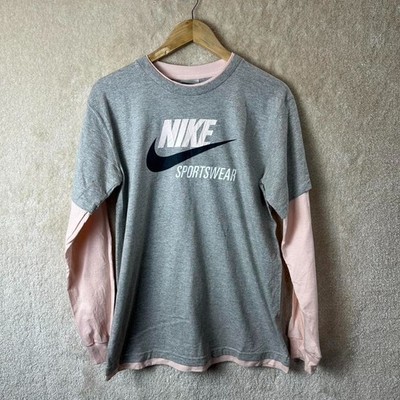 Vintage Nike Sportswear 90s Langarm T-Shirt Damen XL Grau Pink