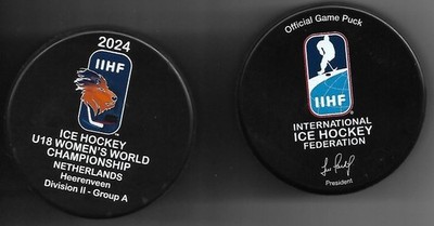 Eishockey Puck  GAME PUCK U18  DAMEN WM 2024 HEEREVEEN HOLLAND D.2G.A    DEL NHL