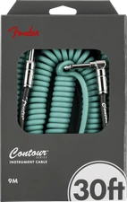 Fender Contour Series Guitar/Instrument Coiled Cable, 30' ft, Sherwood Green