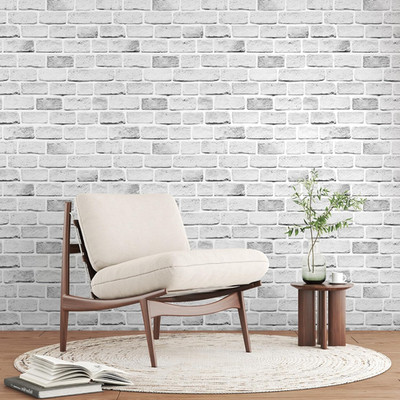 White Brick Wallpaper Peel and Stick Contact Paper 17.3''X197'' Faux 3D Brick Wall