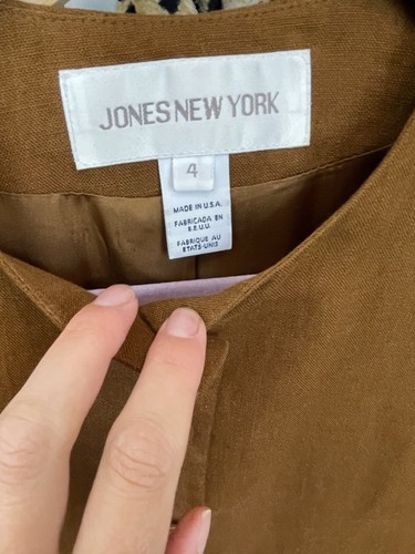 VINTAGE Jones New York LINEN Collarless Blazer Women Size 4 - Picture 6 of 8